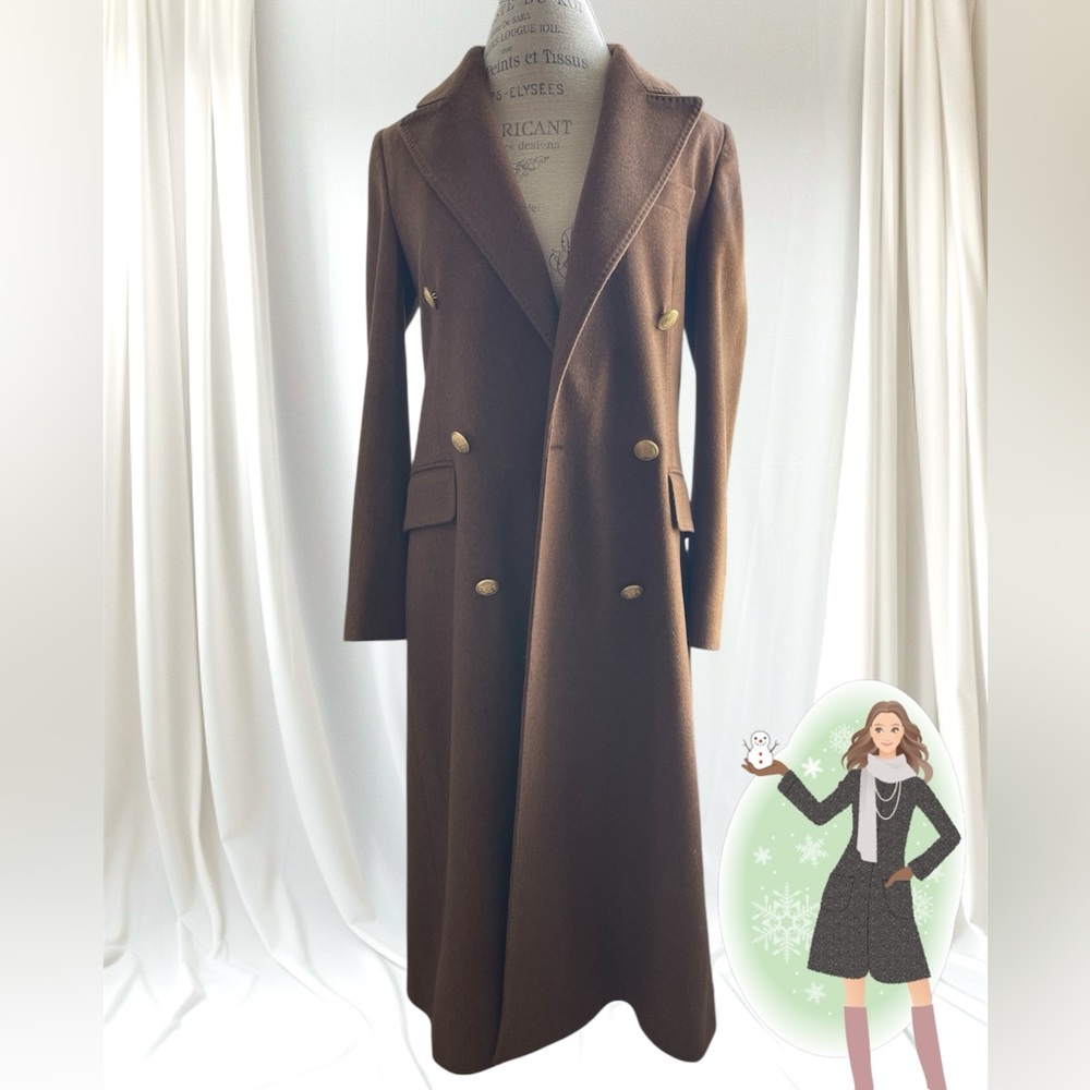 Elegant Brown Double-Breasted Women's Coat